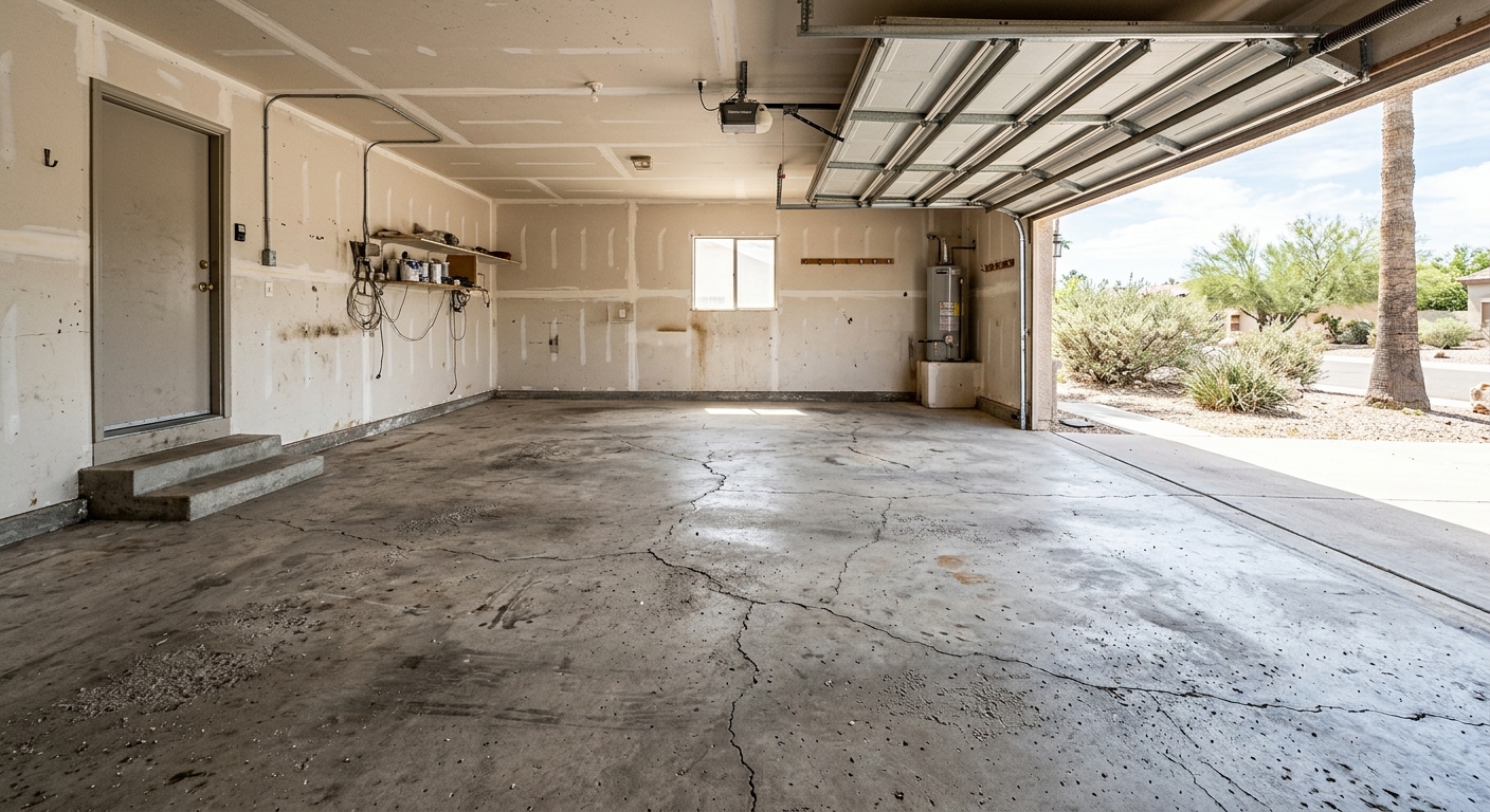bare concrete garage floor before coating scottsdale az