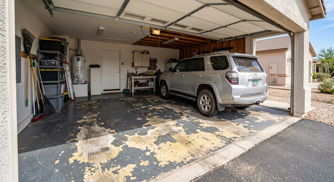 peeling failed epoxy garage floor arizona