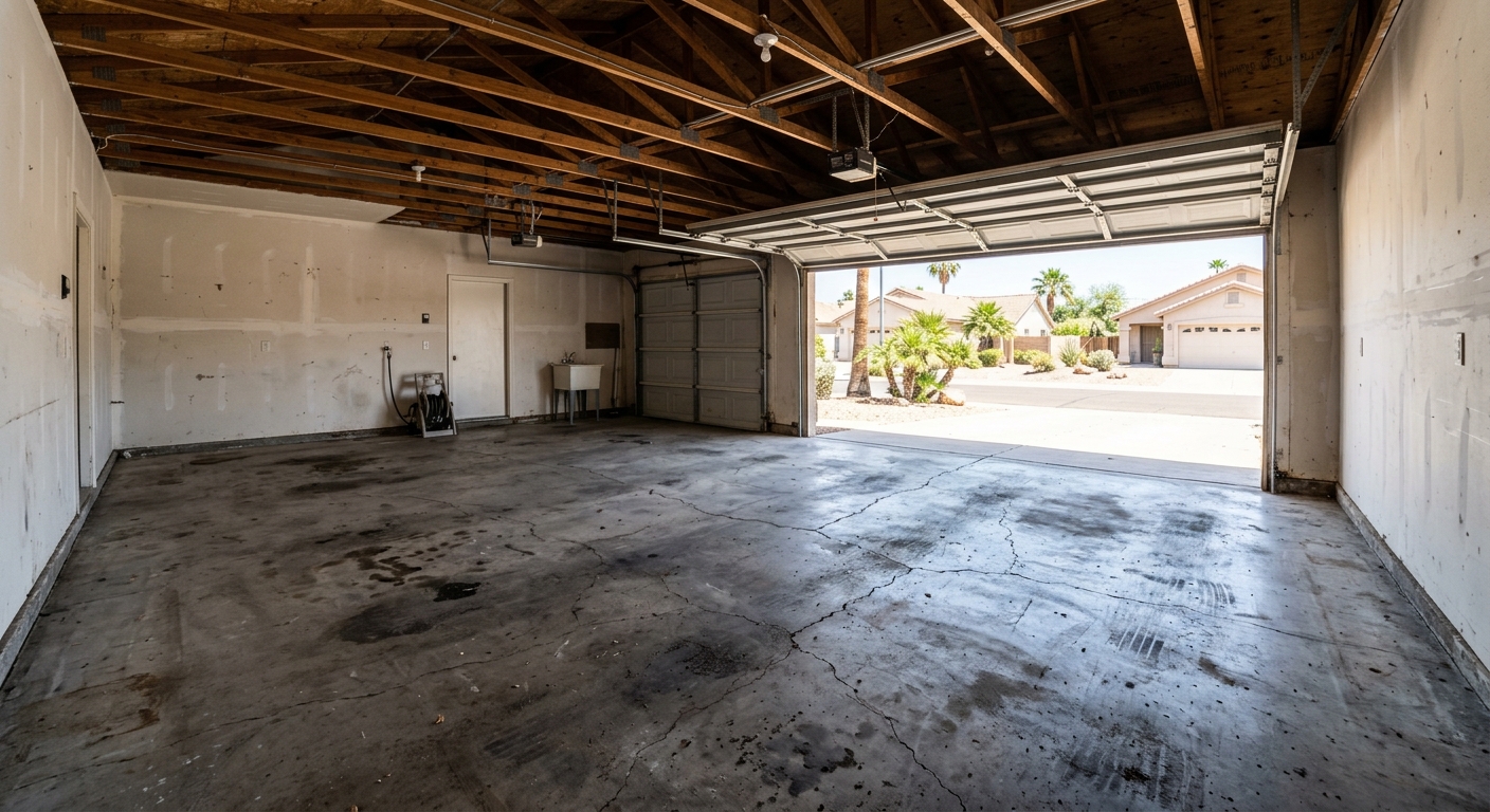 bare concrete garage floor before polyaspartic coating phoenix az