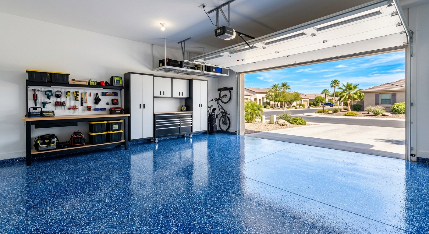 maui blue polyaspartic garage floor coating goodyear az